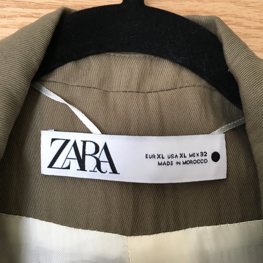 Zara Wrinkle Effect Khaki Blazer - Picture 4 of 10